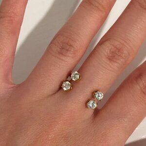 Open Four Stones 14K Gold Plated Ring